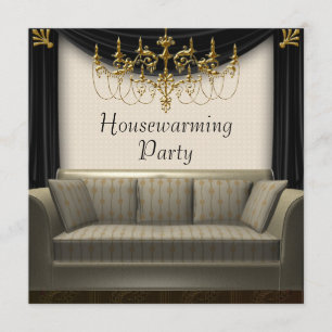 Chandeleir Sofa Einweihungsparty Einladung