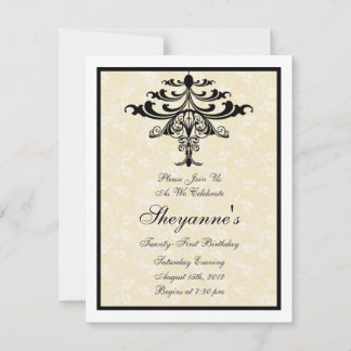 Chandelier Creme 21. Geburtstag Party Einladung