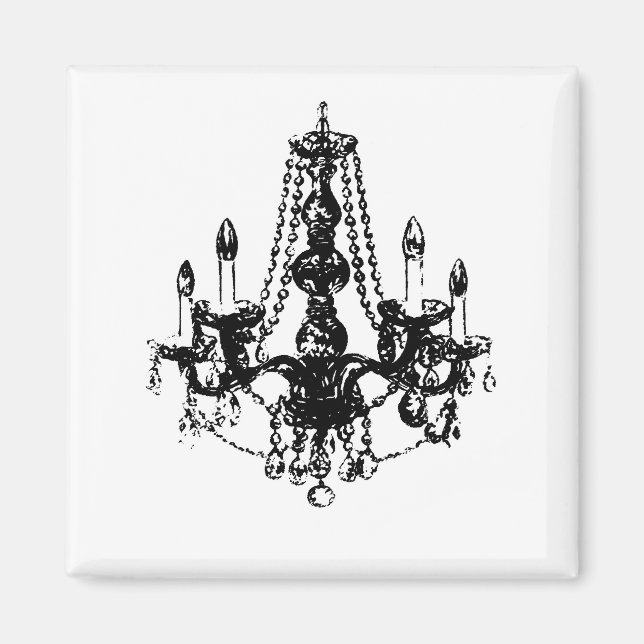 Chandelier Elegance ~ Magnet Schwarz-weiß Retro (Vorne)