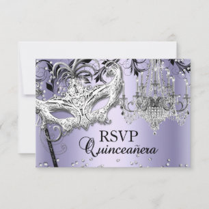 Chandelier Masquerade Lila Quinceanera UAWG Einladung