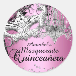 Chandelier Masquerade Pink Quinceanera Sticker