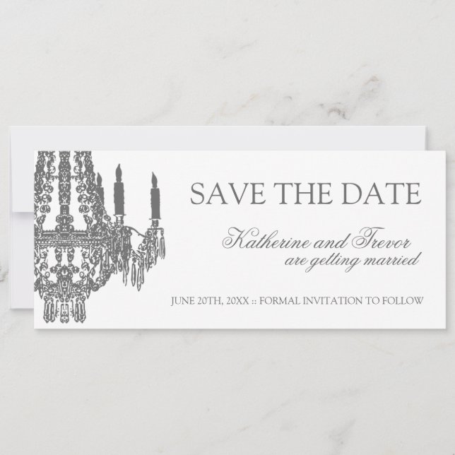 Chandelier Save the Date Hochzeitseinladung (Vorderseite)