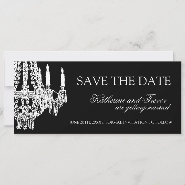 Chandelier Save the Date Hochzeitseinladung (Vorderseite)