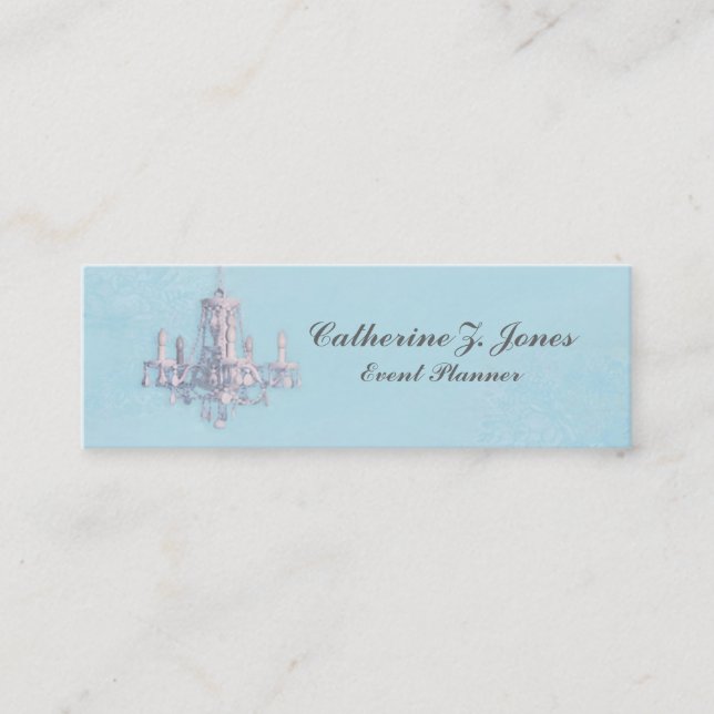 Chandelier Skinny Business Card - Blau Mini Visitenkarte (Vorderseite)