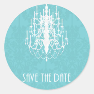 chandellier Save the Date Aufkleber des Damastes