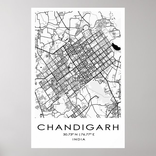 Chandigarh Map Poster| Punjab| Indien Poster (Vorne)