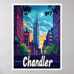 Chandler Arizona Vintage Travel Illustration Poster