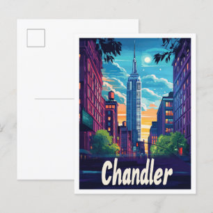 Chandler Arizona Vintage Travel Illustration Postkarte