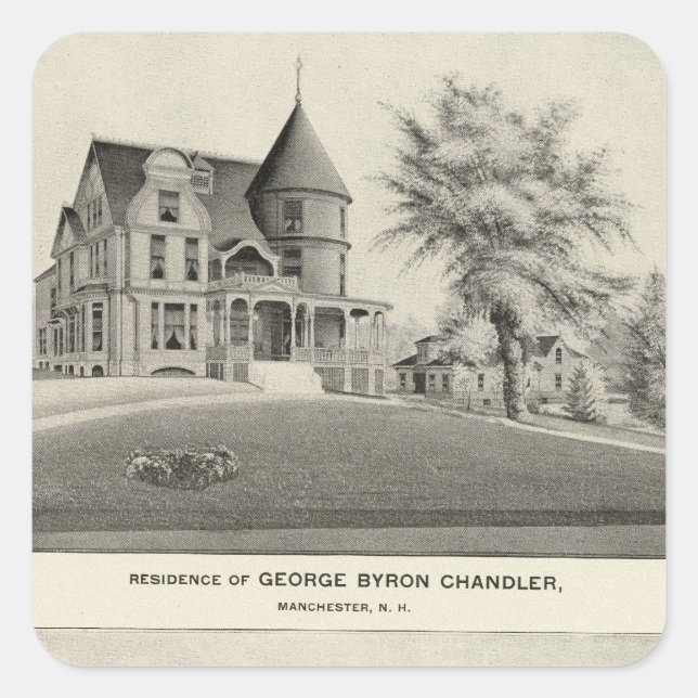 Chandler residence, Manchester, NH Quadratischer Aufkleber (Vorderseite)