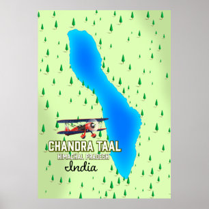 Chandra Taal Himachal Pradesh indischer See Karte Poster