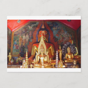 Chang Mai Buddhist Tempel Thailand Gold Buddha Postkarte