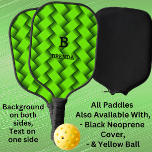 Change Initial Add Name Green Woven Texture Pickleball Schläger