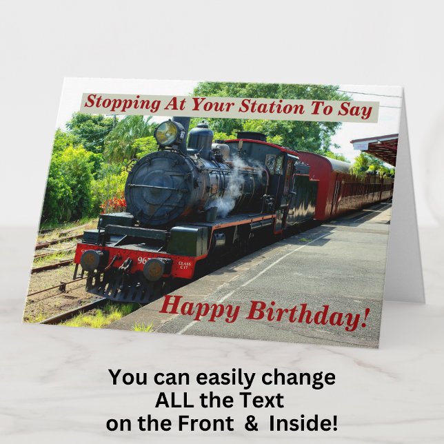Change Name Steam Train Men Man Happy Birthday Karte (Von Creator hochgeladen)