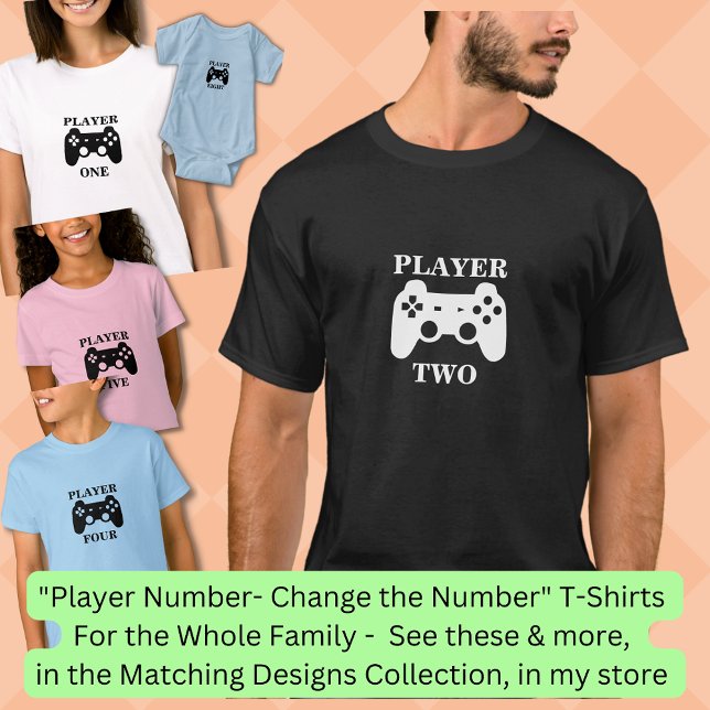 Change Number, Player One Matching Gamer T-Shirt (Von Creator hochgeladen)