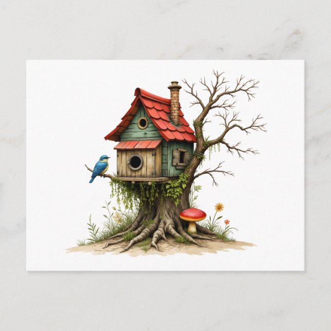 Change of Address Charming Bird House Postkarte (Vorderseite)