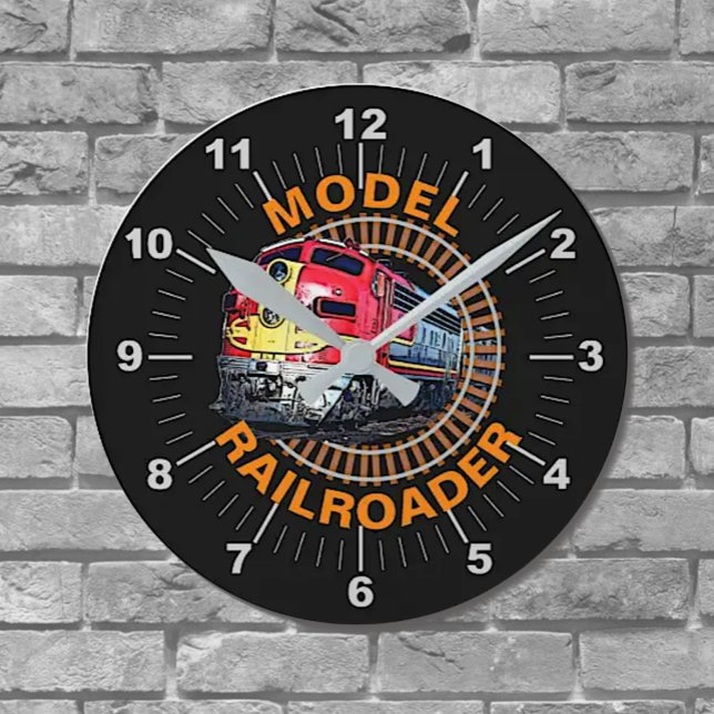 Change Text Model Railroader Red Yellow Diesel Thr Runde Wanduhr (Von Creator hochgeladen)