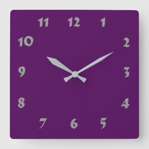 Changeable Numbered Dark Purple Clock Quadratische Wanduhr