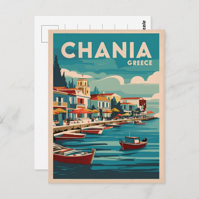 Chania Griechenland Vintage Strände Geschenke Souv Postkarte (Vorne/Hinten)