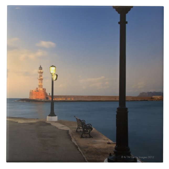 Chania Hafen und venezianischer Leuchtturm am Fliese (Vorderseite)