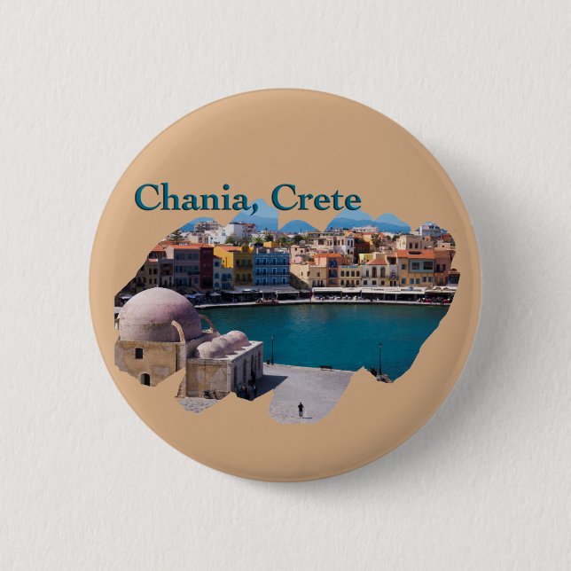 Chania, Kreta: Venezianischer Hafen Button (Vorderseite)