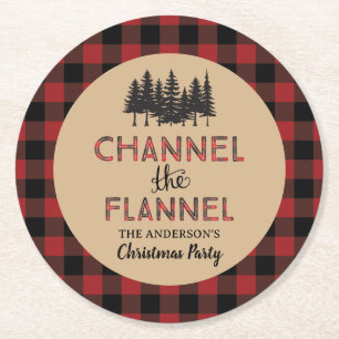 Channel Flannel Weihnachtsbuch-Untersetzer des Par Runder Pappuntersetzer