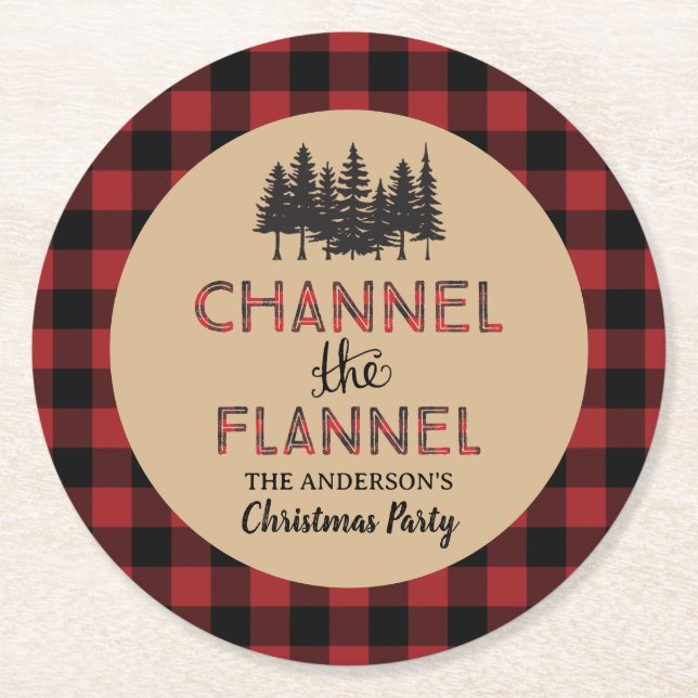 Channel Flannel Weihnachtsbuch-Untersetzer des Par Runder Pappuntersetzer (Vorderseite)