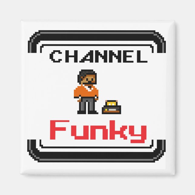 Channel Funky Pixel Art 2 Inch Square Magnet (Vorne)