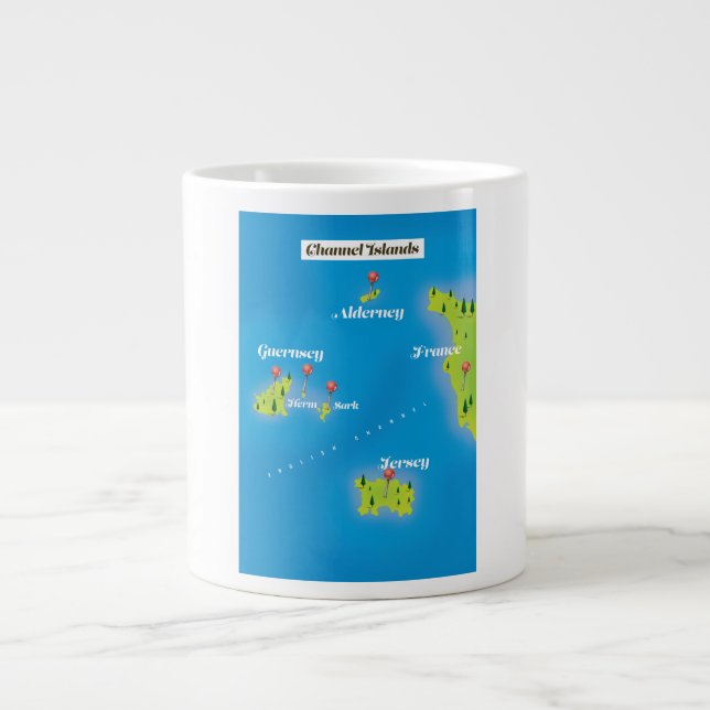 Channel Islands Map Poster. Jumbo-Tasse (Vorderseite)