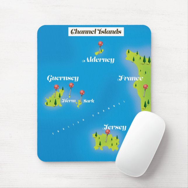Channel Islands Map Poster. Mousepad (Mit Mouse)