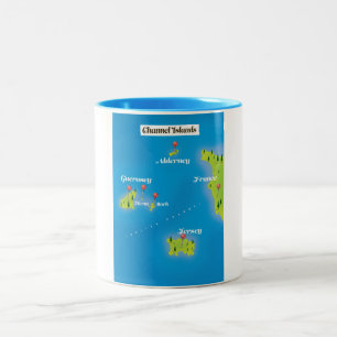 Channel Islands Map Poster. Zweifarbige Tasse