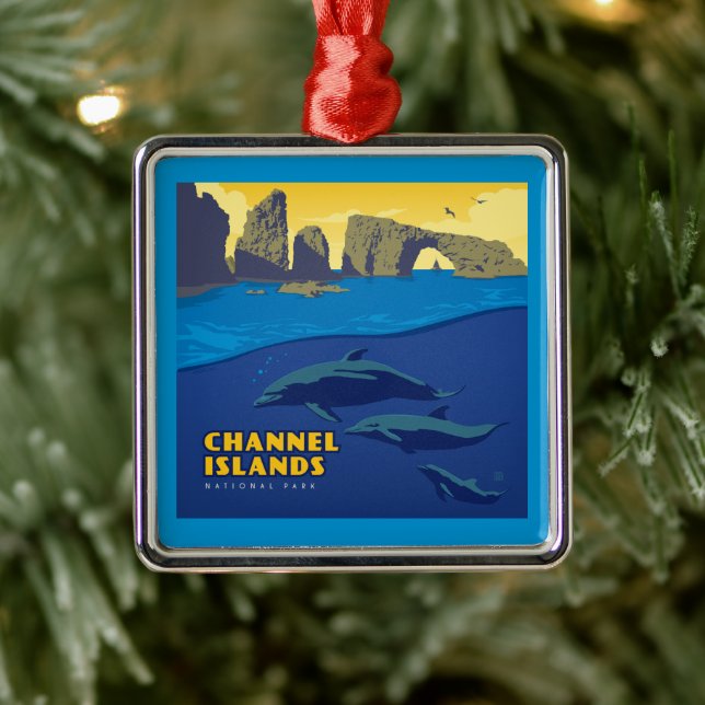 Channel Islands National Park Dolphins Ornament Aus Metall (Baum)