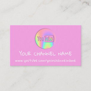 CHANNEL YOUTUBER LOGO QR CODE PINK HOLOGRAPH VISITENKARTE