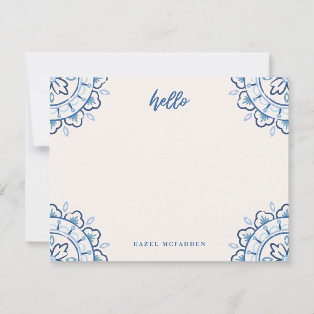 Chantilly Boho Mandala Stationery - Cobalt Mitteilungskarte (Vorderseite)