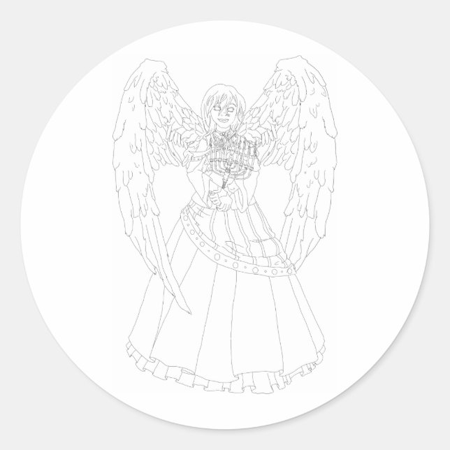 Chanukah Angel Runder Aufkleber (Vorderseite)