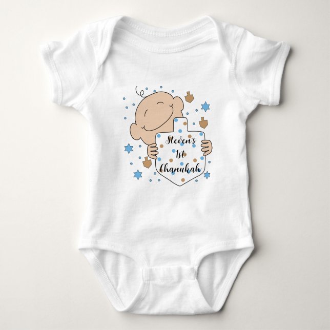 Chanukah Baby Blue Baby Bodysuit Baby Strampler (Vorderseite)