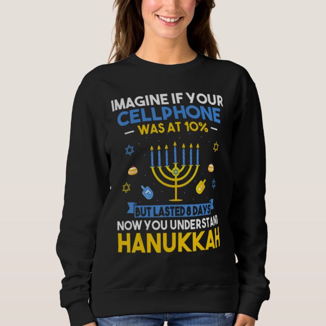 Chanukah Cellphone Menorah Hanukkah Ugly Hanukkah  Sweatshirt (Vorderseite)