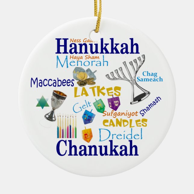 Chanukah Collage/Licht der Lichter Keramik Ornament (Vorne)