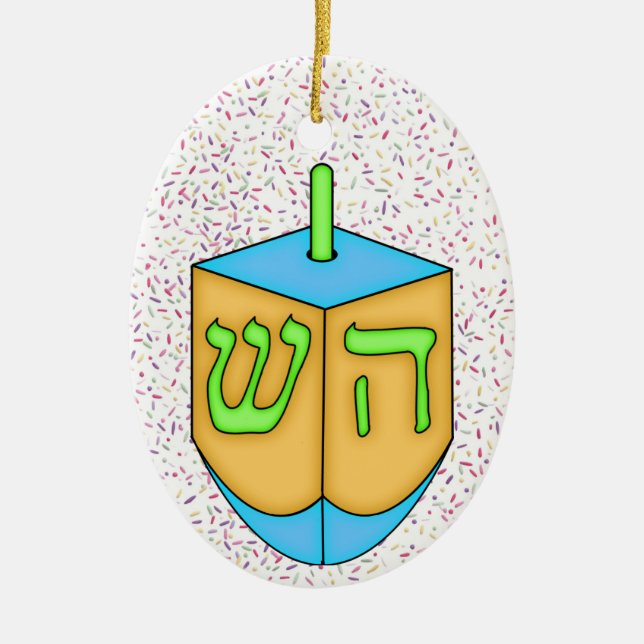 Chanukah Dreidel Keramikornament (Vorne)