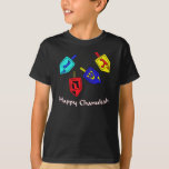 Chanukah Dreidels T-Shirt<br><div class="desc">Ein glückliches Chanukah Geschenk,  das 4 dreidels mit hebräischen Buchstaben kennzeichnet,  die ein großes Wunder darstellen,  geschah dort!</div>