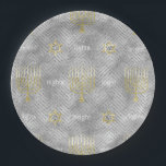 Chanukah Elegant Gold Silver Menorahs Stars Pappteller<br><div class="desc">Chanukah Elegant Gold und Silver Menorahs und Sterne. Nur hübsch! Danke, dass ihr angehalten und vorbeigekommen seid! Viel geschätzt! Happy Chanukah/Hanukkah! Größe und Stil: 9" Rundpapier-Platte werfen Sie ein spektakuläres Party mit vollständig anpassbaren Papier-Teller zu Ihrem Thema! Jedes Papptellerset wird auf stabiler Pappe bedruckt und mit deinem personalisierten Design geschmückt....</div>