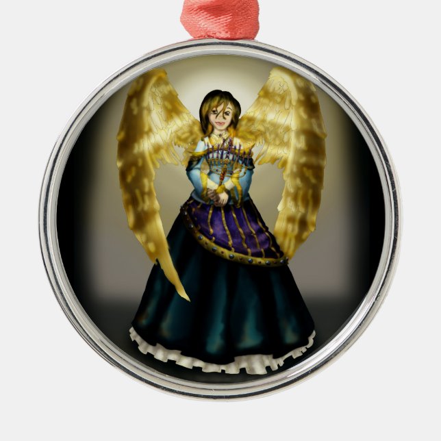 Chanukah Engel Silbernes Ornament (Vorne)