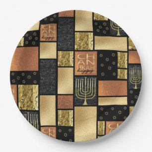 Chanukah Funkelnd Tiles Pappteller