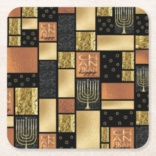 Chanukah Golden Montage Rechteckiger Pappuntersetzer