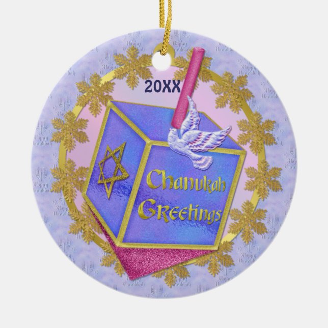Chanukah Greetings Keramikornament (Vorne)