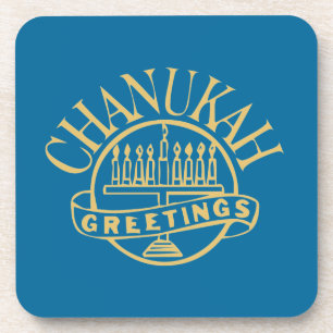 Chanukah Greetings Menorah Untersetzer