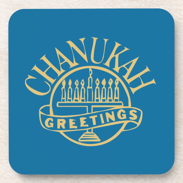 Chanukah Greetings Menorah Untersetzer (Vorderseite)