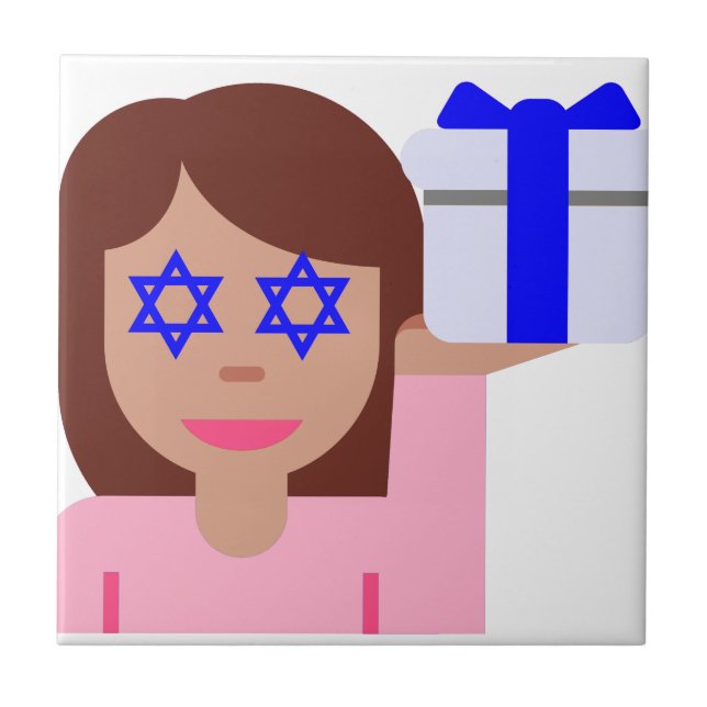Chanukah Haar gedreht Emoji Fliese (Vorderseite)