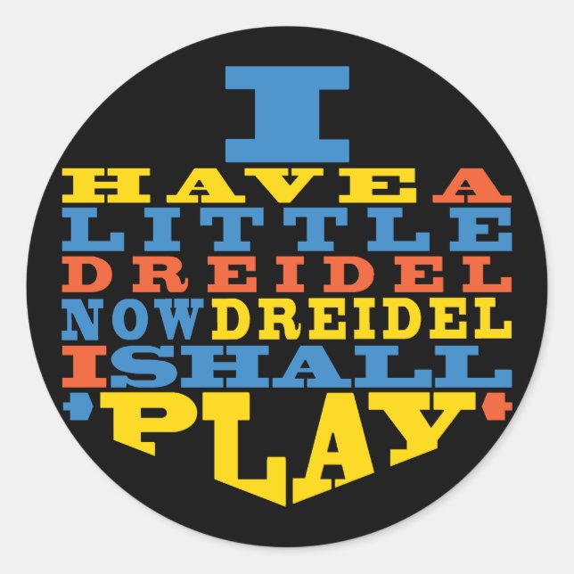 Chanukah/Hanukkah "Dreidel Play.." Stickers rund (Vorderseite)