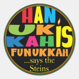 Chanukah/Hanukkah "HanukkahFunukka" Stickers Round