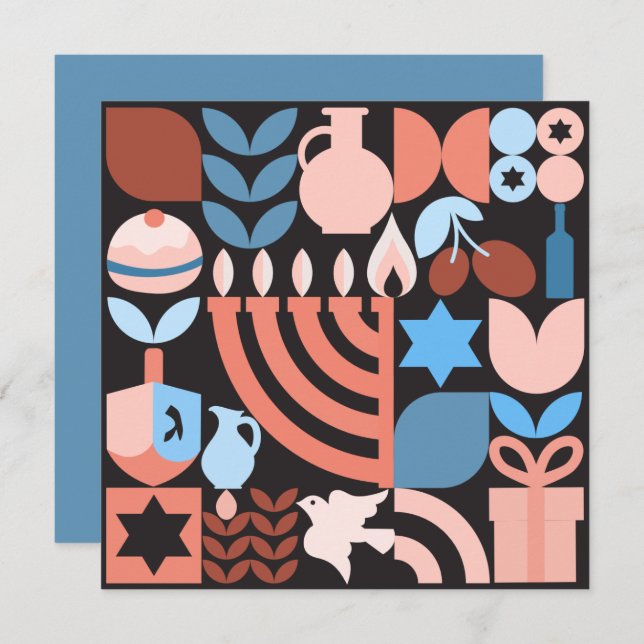 Chanukah Hanukkah Menorah Donut Jewish Stars Card Karte (Vorne/Hinten)